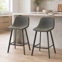 STILVORA Bar Stools Set of 2 with steel frame grey