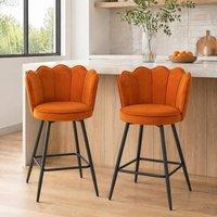 STILVORA Bar Stools Set of 2 with steel legs orange
