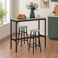 STILVORA Bar Table Set with 2 Stools Grey