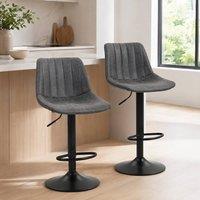 STILVORA Bar Stools Set of 2 with swivel steel frame grey