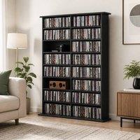 STILVORA Media Shelf with Adjustable Shelves in Black