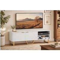 STILVORA TV Stand with 2 Doors & Shelves White