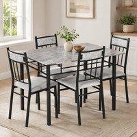 STILVORA Dining Table Set with metal frame light grey