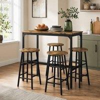 STILVORA Bar Table Set with 4 Stools wooden structure in Brown