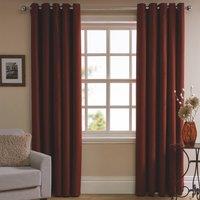 Smart Living Herringbone Eyelet Ring Top Ready Made Window Curtain - 2 Panels in Red | Size: 167 cm width x 137 cm drop