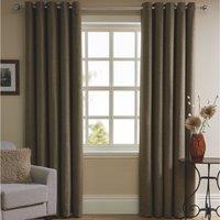 Smart Living Herringbone Eyelet Ring Top Ready Made Window Curtain - 2 Panels in Natural | Size: 167 cm width x 137 cm drop