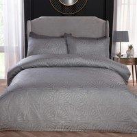 Smart Living Luxury Hotel Quality Lurex Jacquard Geometric Deco Duvet Cover with Pillowcases in Natural | Size: Double