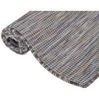 Berkfield Home Outdoor Flatweave Rug 80x150 cm Brown & Blue | Size: 100 cm diameter