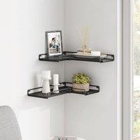VASAGLE Set of 2 Floating Corner Wall Shelves Rack in Black