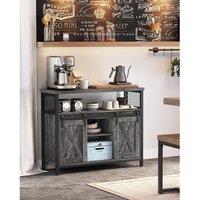 VASAGLE Sideboard Kitchen Cabinet 2 Sliding Barn Doors Adjustable Shelves in Grey