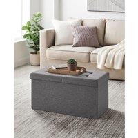 SONGMICS Medium Foldable Storage Bench Ottoman Flipping Lid Heavy Duty in Dark Grey