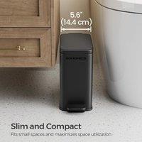 SONGMICS Small Pedal Bathroom Bin with Soft Close Lid Steel Slim Space in Black