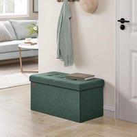 SONGMICS Medium Storage Ottoman Bench Folding Foot Rest End Bed Easy Assembly in Bottle Green