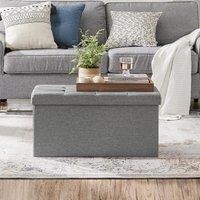SONGMICS Medium Storage Ottoman Bench Folding Foot Rest End Bed Easy Assembly in Light Grey