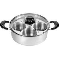 Nordara Stainless Steel Egg Poaching Pan, 4 Bowls Poached Egg Maker Pot in Silver