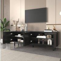 STILVORA TV Cabinet with 4 Doors & Adjustable Shelves, Black