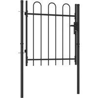Berkfield Home Fence Gate Single Door with Arched Top Steel 1x1 m Black