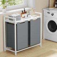 VASAGLE Laundry Sorter with 2 Compartments & Removable Bags in Grey