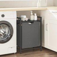 VASAGLE Large Laundry Basket with Shelf Pull Out Liner & Frame in Grey