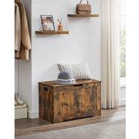 VASAGLE Rustic Storage Chest Bench 2 Safety Hinges Shoe Storage Hallway in Brown