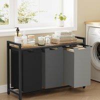 VASAGLE 3 Compartment Laundry Basket with Shelf & Metal Frame