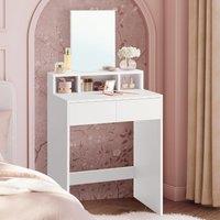 The Bazaarist Modern Makeup Station Mirrored Vanity Setup Storage Solutions in White