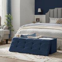 SONGMICS Large Storage Ottoman Bench Folding Foot Rest End Bed Easy Assembly in Midnight