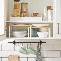 SONGMICS Expandable Cupboard Spice Rack Set of 2 Kitchen Organisers in Natural