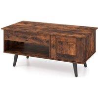 FLAVORA Short Title (12 words) Flip Top Coffee Table with Hidden Storage in Brown | Size: 0.6m2