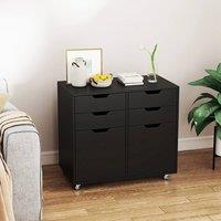 SPETLEK 4 Drawer Mobile Dresser Chest Rolling Storage Cabinet in Black | Size: 0.6m2