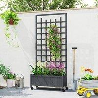 EONLION Wooden Trellis Planter with Wheels in Grey | Size: 100g