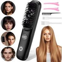 FLAVORA Women's Cordless Mini Hair Straightener Brush Portable in Black | Size: 125ml