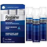 Regaine Men's 5% Extra Strength Hair Regrowth Foam - 3 Month Supply 3x73ml Bottle in Clear