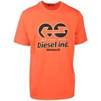Diesel Men's Power Station Short Sleeve Crew Neck Regular Fit T-shirt in Orange | Size: Small
