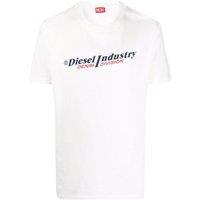 Diesel Men's Industry Denim Division Short Sleeve Crew Neck Regular Fit T-shirt in White | Size: XL