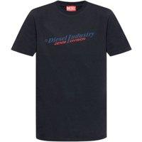 Diesel Men's Industry Denim Division Logo Navy Blue T-Shirt in Dark Grey | Size: Large