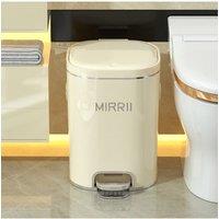 Living and Home 8/10/15/20L Pedal Rubbish Bin Dustbin Hand-press Trash Can with Lid in Beige | Size: Small