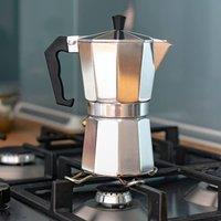 Living and Home 1-3 Cup 50-150ML Stovetop Espresso Maker Italian Moka Coffee Pot in Silver | Size: 150ml