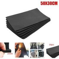 Living and Home 15mm Car Heat Deadener Sound Insulation Mat Set of 10 in Black | Size: 39 cm x 60 cm