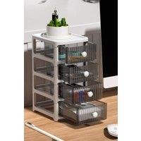 Living and Home 4 Tier Drawer Multifunctional Desktop Holder Rack in White