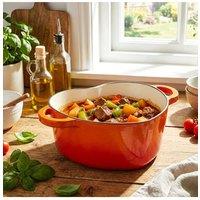 Living and Home Enamelled Cast Iron Heart-Shaped Dutch Oven Pot with Lid in Orange
