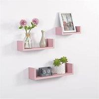 SPOT ON DEALZ Harmony Set of 3 Blush Floating Wall Shelves Decorative Display Unit in Pink