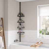 SONGMICS Bathroom Corner Shower Shelf 4-Tier Adjustable Shower Caddies in Black