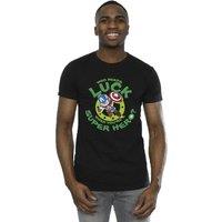 Marvel Men's St Patricks Day Captain America Luck T-Shirt in Black | Size: 4XL