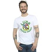 Marvel Men's St Patricks Day Captain America Luck T-Shirt in White | Size: Small