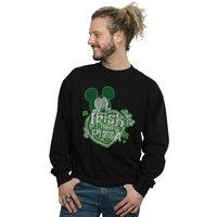 Disney Men's Mickey Mouse Shamrock Pizza Sweatshirt in Black | Size: 2XL
