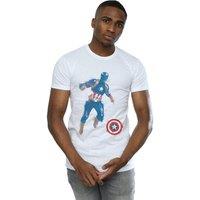 Marvel Men's Avengers Endgame Painted Captain America T-Shirt in White | Size: Small