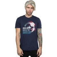 Marvel Men's The Falcon & The Winter Soldier Wield The Shield T-Shirt in Navy | Size: 5XL