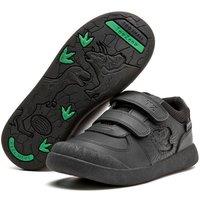 ToeZone Men's Noah Black Rip Tape Dinosaur Character School Shoes | Size: 1
