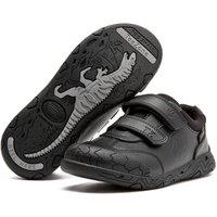 ToeZone Men's Caleb Rubber Rip Tape Black Dinosaur School Shoes | Size: 1